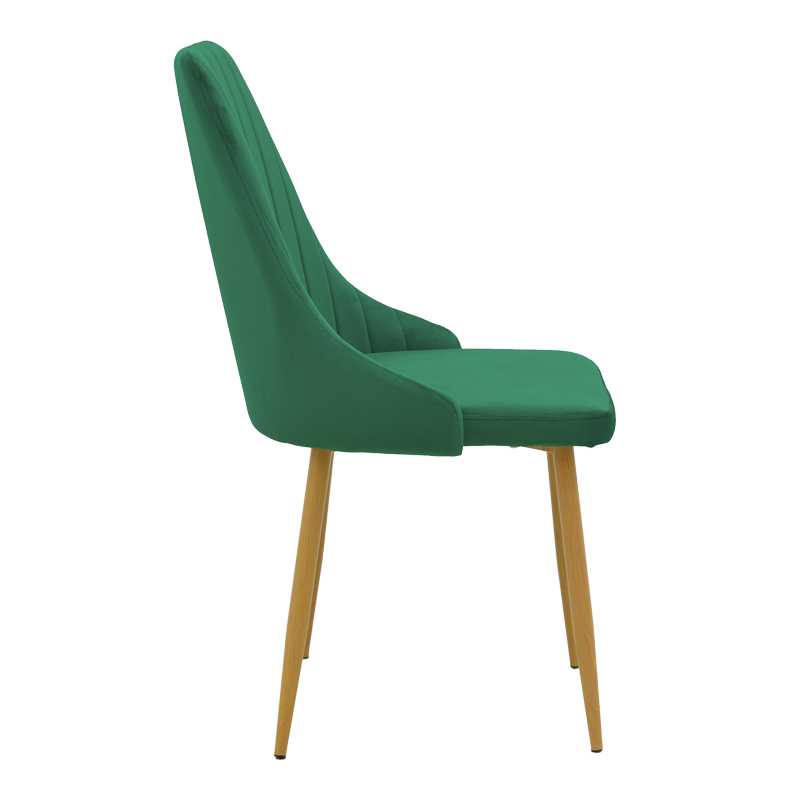 Καρέκλα Azori pakoworld κυπαρισσί βελούδο με μεταλλικό πόδι σε φυσική απόχρωση 49x55x85εκ | 2 τμχ