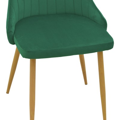 Καρέκλα Azori pakoworld κυπαρισσί βελούδο με μεταλλικό πόδι σε φυσική απόχρωση 49x55x85εκ | 2 τμχ