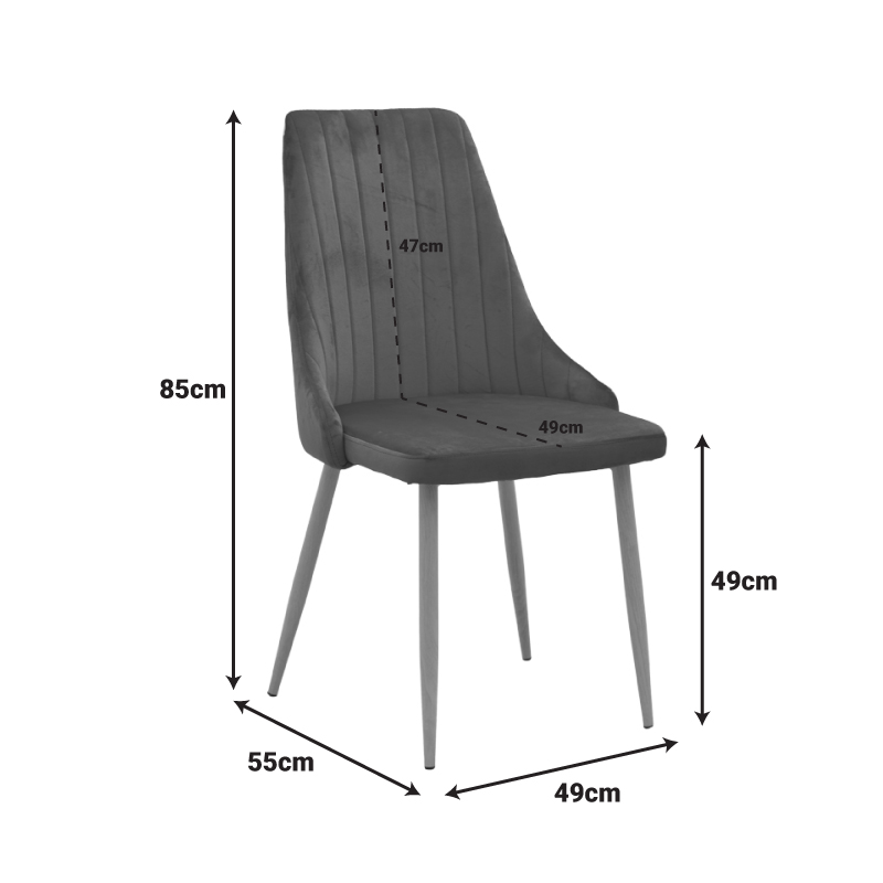 Καρέκλα Azori pakoworld κυπαρισσί βελούδο με μεταλλικό πόδι σε φυσική απόχρωση 49x55x85εκ | 2 τμχ