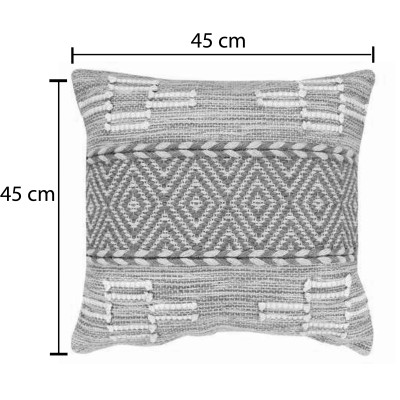 Μαξιλάρι Mitto Inart γιούτα-βαμβάκι σε μπεζ-λευκό απόχρωση 45x45x2εκ