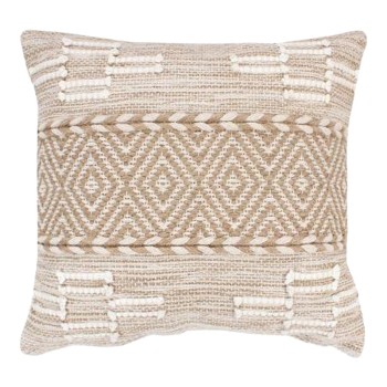 Μαξιλάρι Mitto Inart γιούτα-βαμβάκι σε μπεζ-λευκό απόχρωση 45x45x2εκ