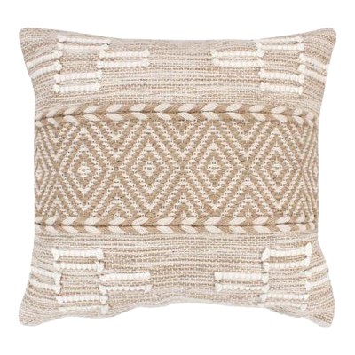 Μαξιλάρι Mitto Inart γιούτα-βαμβάκι σε μπεζ-λευκό απόχρωση 45x45x2εκ