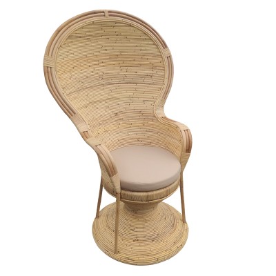 Πολυθρόνα Rea Inart με μπεζ μαξιλάρι-φυσικό rattan 92x75x140εκ