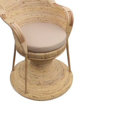 Πολυθρόνα Rea Inart με μπεζ μαξιλάρι-φυσικό rattan 92x75x140εκ