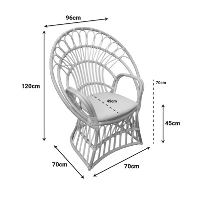 Πολυθρόνα Boloni Inart με μπεζ μαξιλάρι-φυσικό rattan 96x70x120εκ