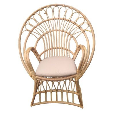 Πολυθρόνα Boloni Inart με μπεζ μαξιλάρι-φυσικό rattan 96x70x120εκ