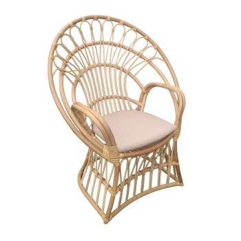 Πολυθρόνα Boloni Inart με μπεζ μαξιλάρι-φυσικό rattan 96x70x120εκ