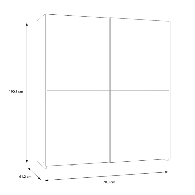 Ντουλάπα ρούχων Noez I pakoworld δίφυλλη με ράφια σε λευκή απόχρωση 170.5x61x190.5εκ
