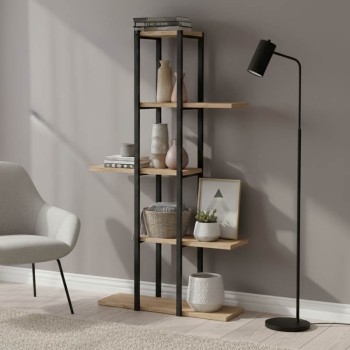 Επιδαπέδια ραφιέρα Ploko pakoworld oak μελαμίνης-μαύρο μέταλλο 60x24.7x111εκ