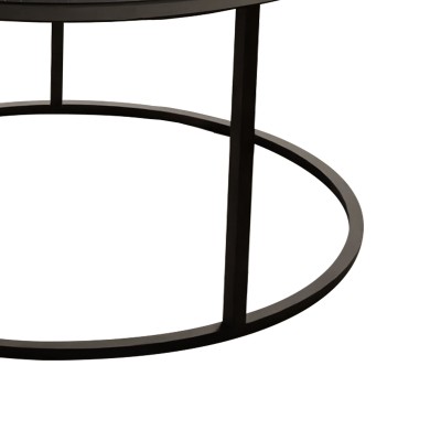 Τραπέζι σαλονιού Drion pakoworld μαύρο μαρμάρου μελαμίνης-μαύρο μέταλλο Φ60x42εκ