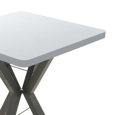 Τραπέζι Prestone pakoworld μελαμίνη σε λευκή απόχρωση και μαύρο μεταλλικό πόδι 70x70x75εκ