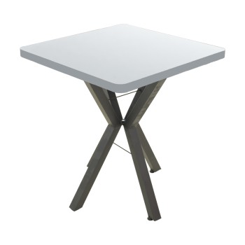 Τραπέζι Prestone pakoworld μελαμίνη σε λευκή απόχρωση και μαύρο μεταλλικό πόδι 70x70x75εκ