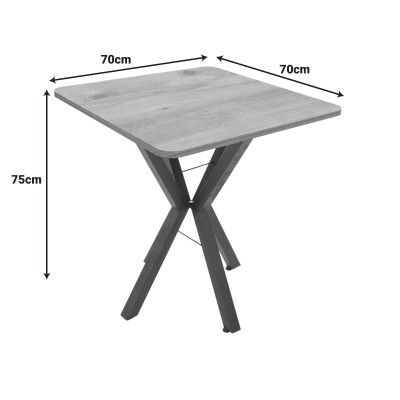 Τραπέζι Prestone pakoworld μελαμίνη σε λευκή απόχρωση και μαύρο μεταλλικό πόδι 70x70x75εκ