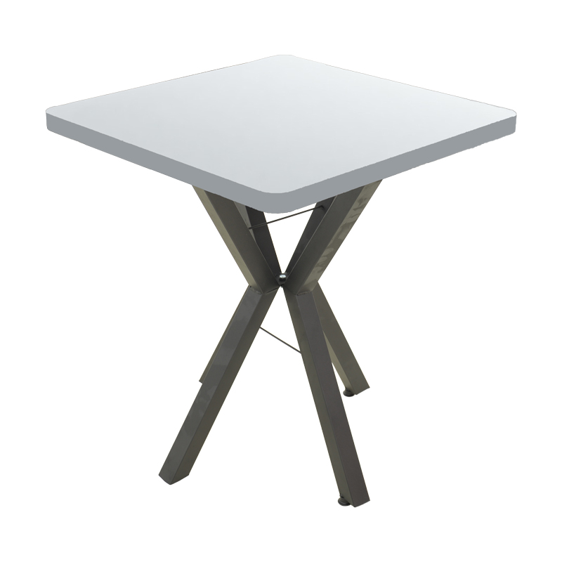 Τραπέζι Prestone pakoworld μελαμίνη σε λευκή απόχρωση και μαύρο μεταλλικό πόδι 70x70x75εκ