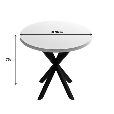 Τραπέζι Kalipso pakoworld μελαμίνη σε φυσική απόχρωση και μαύρο μεταλλικό πόδι Φ70x75εκ