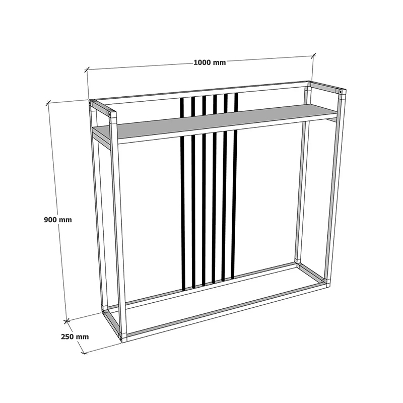 Κονσόλα Convida pakoworld ανθρακί με μαύρο μεταλλικό σκελετό 100x25x90εκ