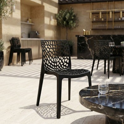 Καρέκλα στοιβαζόμενη Hush pakoworld pp σε μαύρη απόχρωση 41x53x80.5εκ