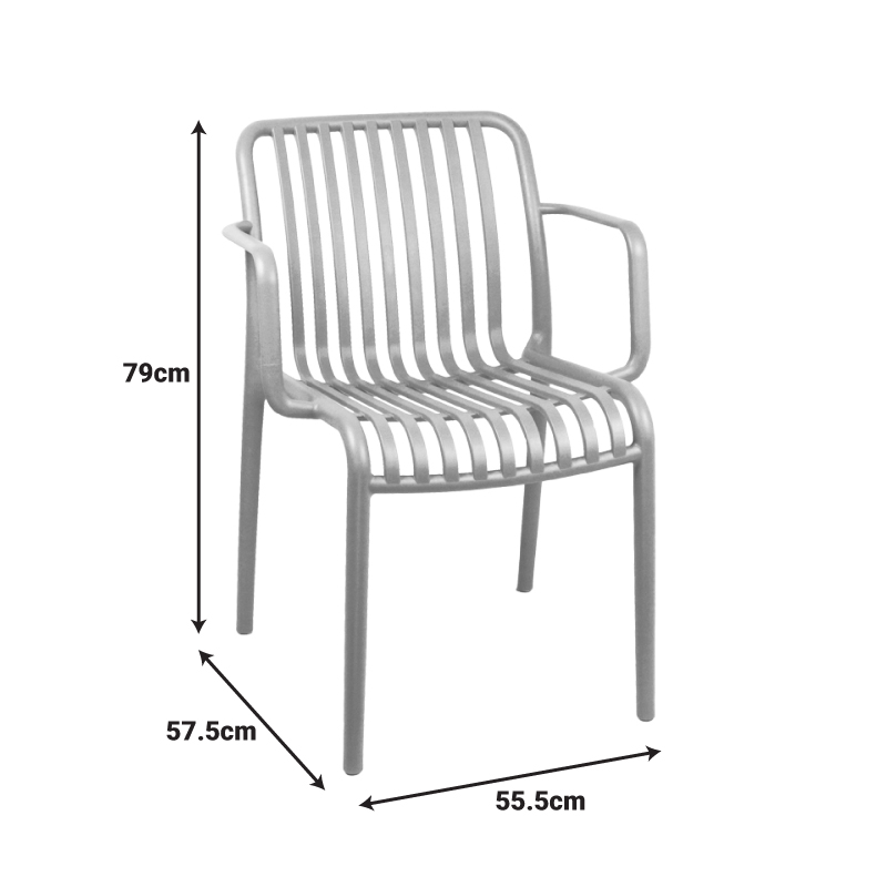 Πολυθρόνα Zoi pakoworld pp ανθρακί 54x57.5x79εκ