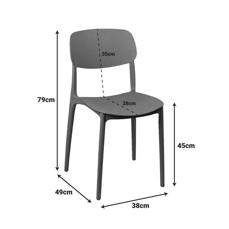 Καρέκλα Berdian pakoworld στοιβαζόμενη pp μπλε 38x49x79εκ