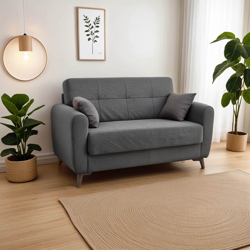 Καναπές-κρεβάτι με αποθηκευτικό χώρο διθέσιος Lincoln pakoworld ανθρακί ύφασμα 165x75x85εκ