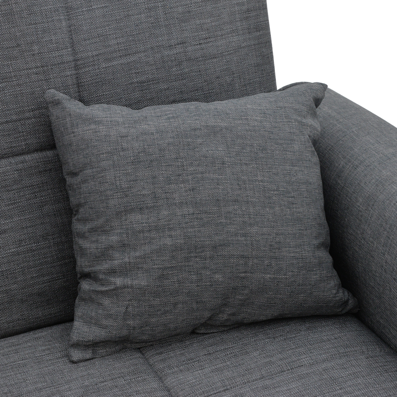 Καναπές-κρεβάτι με αποθηκευτικό χώρο διθέσιος Lincoln pakoworld ανθρακί ύφασμα 165x75x85εκ