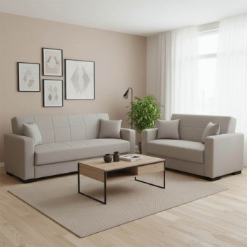 Σετ σαλονιού 2τεμ Vox pakoworld ύφασμα σε γκρι-μπεζ απόχρωση