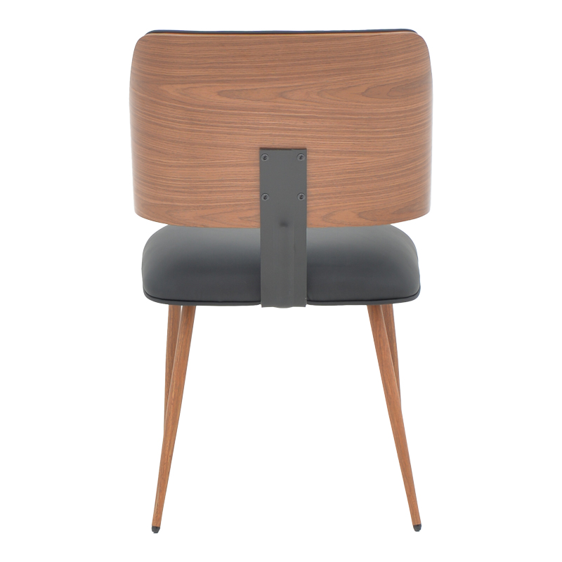 Καρέκλα Ubane pakoworld μαύρο pu-πόδι καρυδί μέταλλο 53x62.5x85εκ