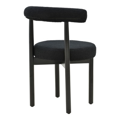 Καρέκλα Fenza pakoworld μαύρο μπουκλέ ύφασμα-πόδι ξύλο οξιάς σε μαύρη απόχρωση 60x54x75εκ | 2 τμχ