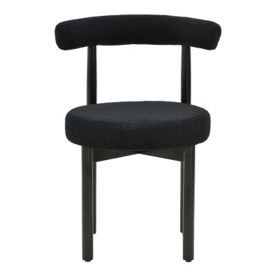 Καρέκλα Fenza pakoworld μαύρο μπουκλέ ύφασμα-πόδι ξύλο οξιάς σε μαύρη απόχρωση 60x54x75εκ | 2 τμχ