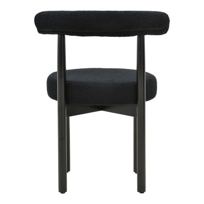 Καρέκλα Fenza pakoworld μαύρο μπουκλέ ύφασμα-πόδι ξύλο οξιάς σε μαύρη απόχρωση 60x54x75εκ | 2 τμχ