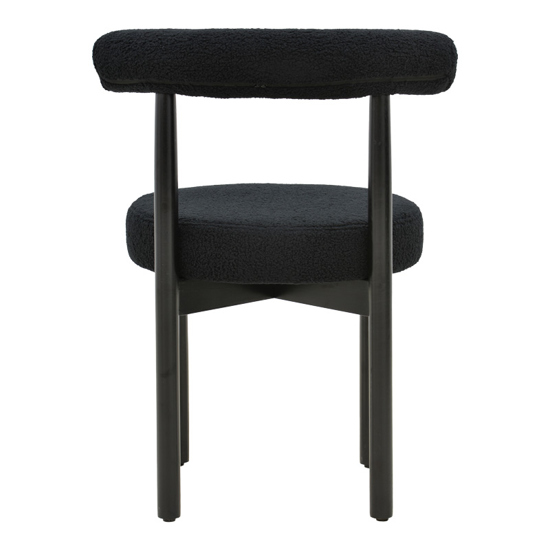 Καρέκλα Fenza pakoworld μαύρο μπουκλέ ύφασμα-πόδι ξύλο οξιάς σε μαύρη απόχρωση 60x54x75εκ | 2 τμχ