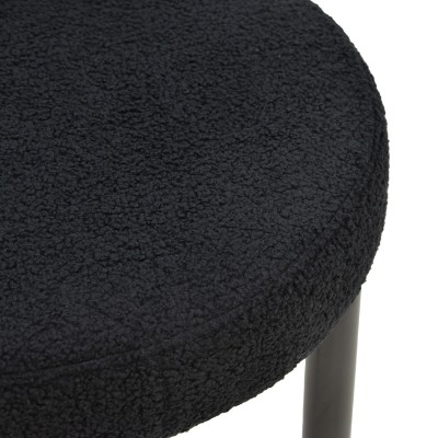 Καρέκλα Fenza pakoworld μαύρο μπουκλέ ύφασμα-πόδι ξύλο οξιάς σε μαύρη απόχρωση 60x54x75εκ | 2 τμχ