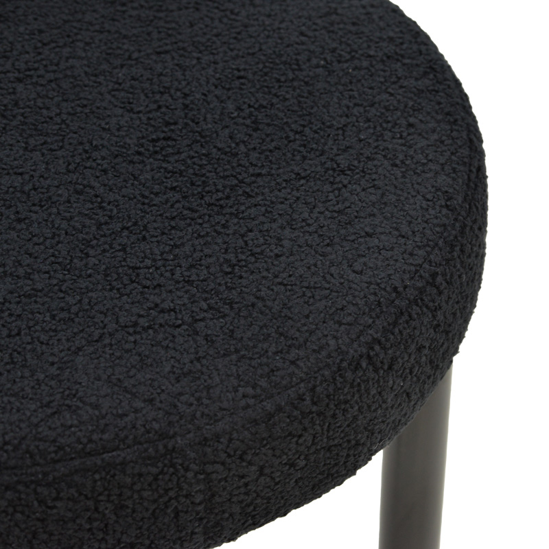Καρέκλα Fenza pakoworld μαύρο μπουκλέ ύφασμα-πόδι ξύλο οξιάς σε μαύρη απόχρωση 60x54x75εκ | 2 τμχ