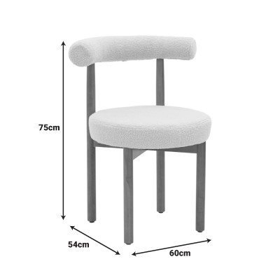 Καρέκλα Fenza pakoworld μαύρο μπουκλέ ύφασμα-πόδι ξύλο οξιάς σε μαύρη απόχρωση 60x54x75εκ | 2 τμχ