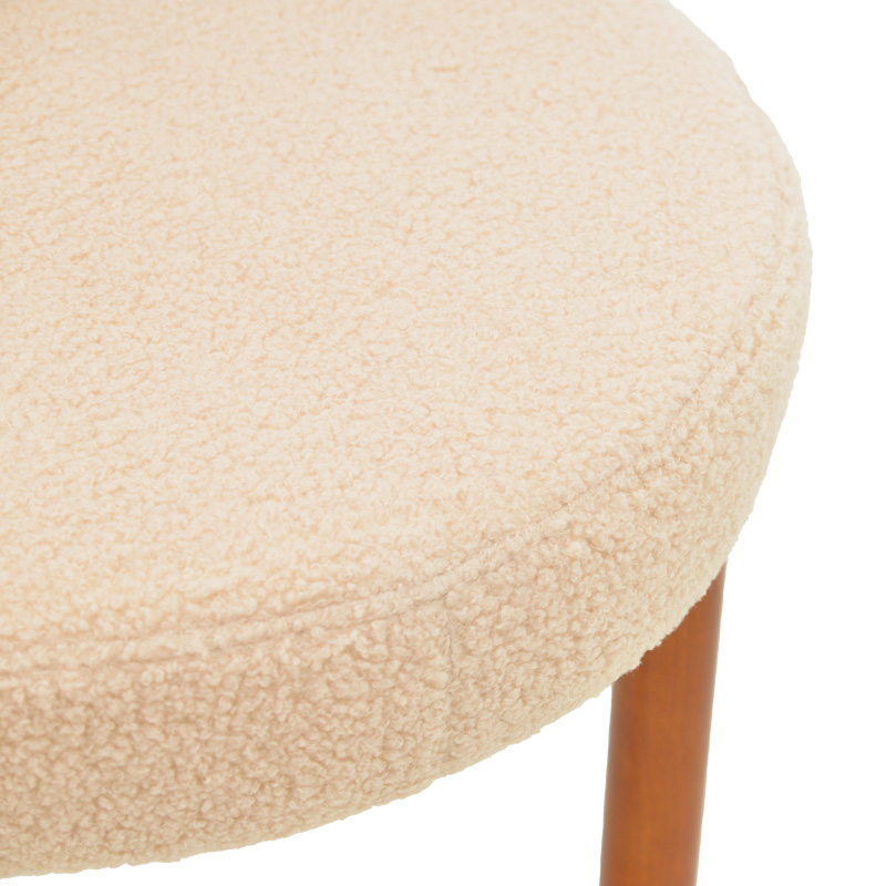 Καρέκλα Fenza pakoworld μπεζ μπουκλέ ύφασμα-πόδι ξύλο οξιάς σε καρυδί απόχρωση 60x54x75εκ | 2 τμχ