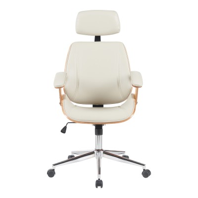 Καρέκλα γραφείου διευθυντή Fetseno pakoworld μπεζ pu-βάση χρωμίου 53x56x113.5-123.5εκ