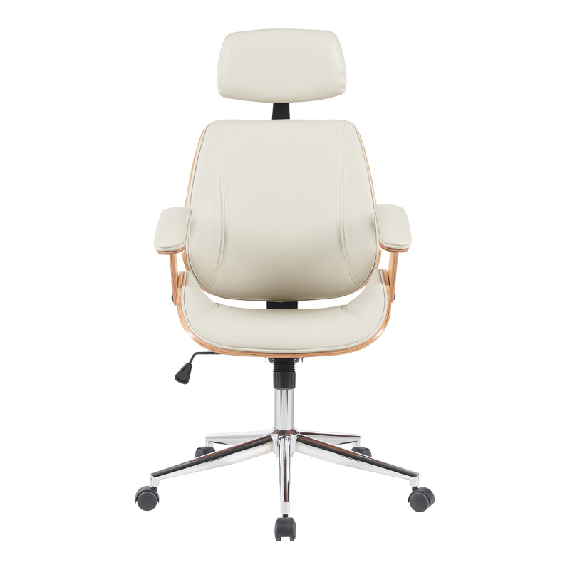 Καρέκλα γραφείου διευθυντή Fetseno pakoworld μπεζ pu-βάση χρωμίου 53x56x113.5-123.5εκ