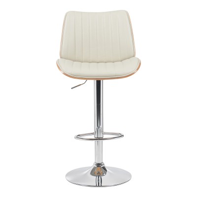 Σκαμπό μπαρ Amani pakoworld περιστρεφόμενο μπεζ pu-βάση χρωμίου 50.5x54x87.5-107.5εκ