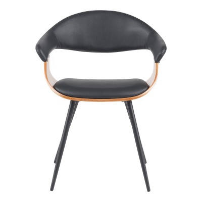 Πολυθρόνα Austen pakoworld PU μαύρο-ξύλο καρυδί-μέταλλο μαύρο 58x55x77εκ