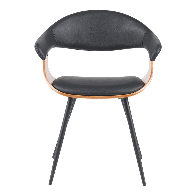 Πολυθρόνα Austen pakoworld PU μαύρο-ξύλο καρυδί-μέταλλο μαύρο 58x55x77εκ