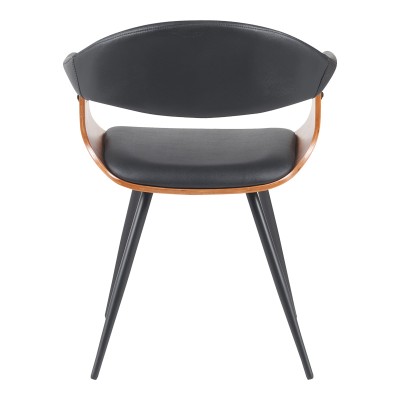 Πολυθρόνα Austen pakoworld PU μαύρο-ξύλο καρυδί-μέταλλο μαύρο 58x55x77εκ