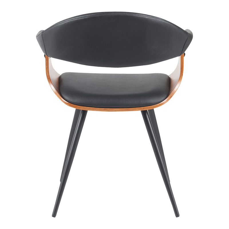 Πολυθρόνα Austen pakoworld PU μαύρο-ξύλο καρυδί-μέταλλο μαύρο 58x55x77εκ