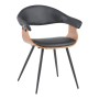 Πολυθρόνα Austen pakoworld PU μαύρο-ξύλο καρυδί-μέταλλο μαύρο 58x55x77εκ