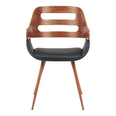 Πολυθρόνα Fern pakoworld PU μαύρο-ξύλο καρυδί απόχρωση 52x59x80εκ