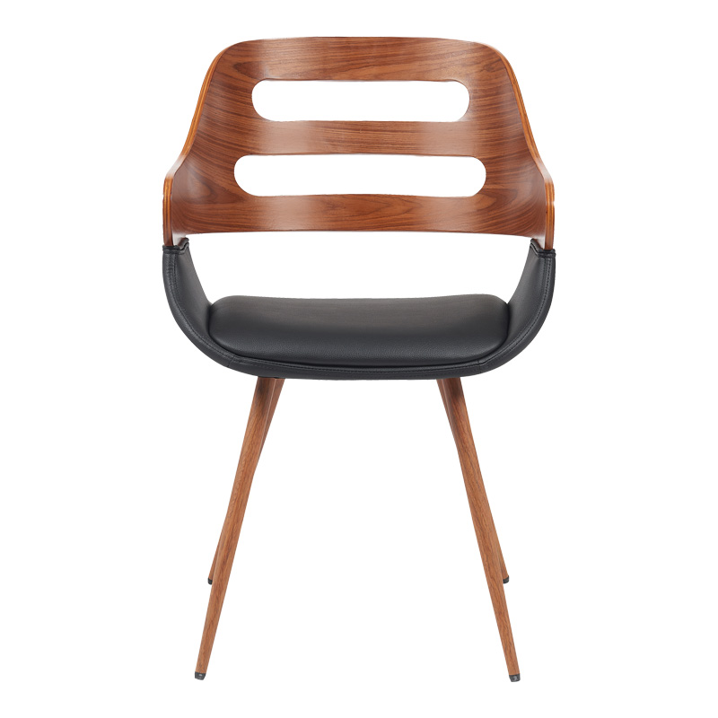 Πολυθρόνα Fern pakoworld PU μαύρο-ξύλο καρυδί απόχρωση 52x59x80εκ