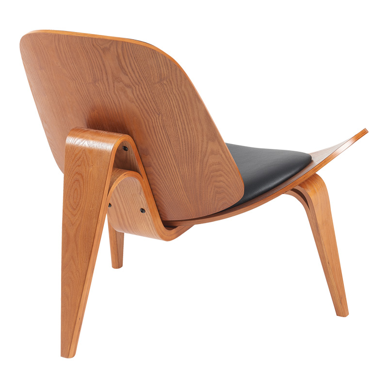 Πολυθρόνα Vilma pakoworld PU μαύρο- plywood καρυδί 90x76.5x74.5εκ