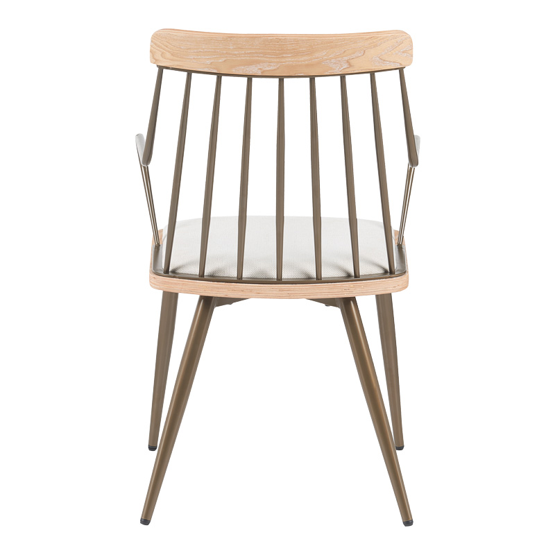 Πολυθρόνα Posse pakoworld μέταλλο μπρονζέ-white wash ξύλο-μπεζ ύφασμα 52x59x83εκ