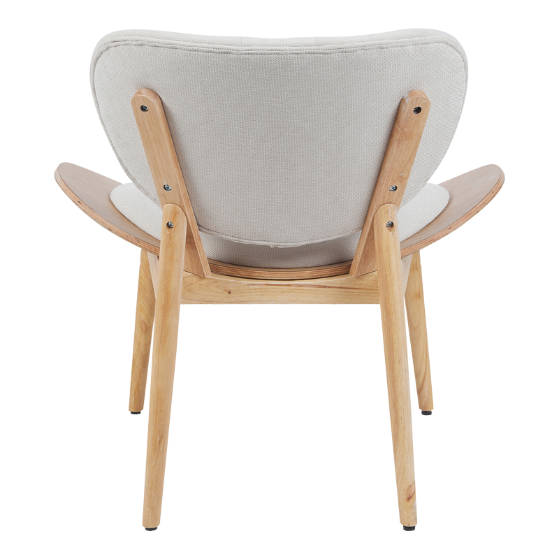 Πολυθρόνα Udalle pakoworld ξύλο σε φυσική απόχρωση με μπεζ ύφασμα 77x70x81εκ