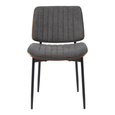 Καρέκλα Kathy pakoworld ξύλο σε καρυδί με γκρι ύφασμα 51x58x81εκ