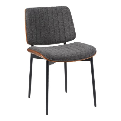 Καρέκλα Kathy pakoworld ξύλο σε καρυδί με γκρι ύφασμα 51x58x81εκ